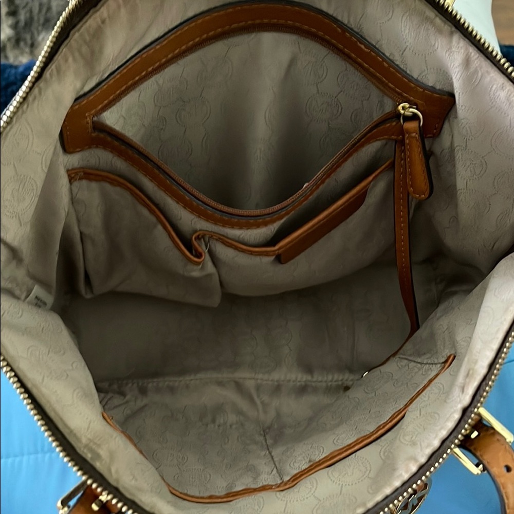 Michael Kors Brown Signature Tote with Gold Accents - Picture 3 of 5